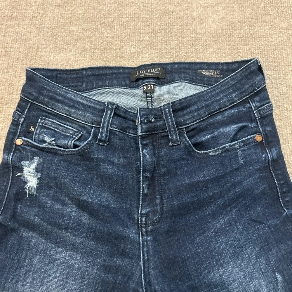 Judy Blue Dark Wash Distressed Skinny Jeans